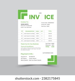 minimal invoice template vector design. professional business invoice template 