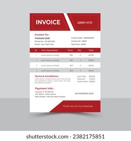 minimal invoice template vector design. professional business invoice template 