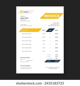 Minimal invoice template vector design