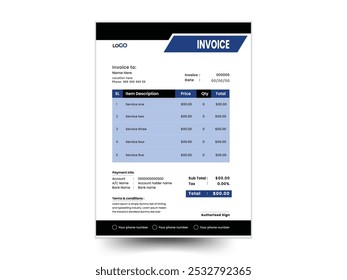 Minimal  invoice template vector design