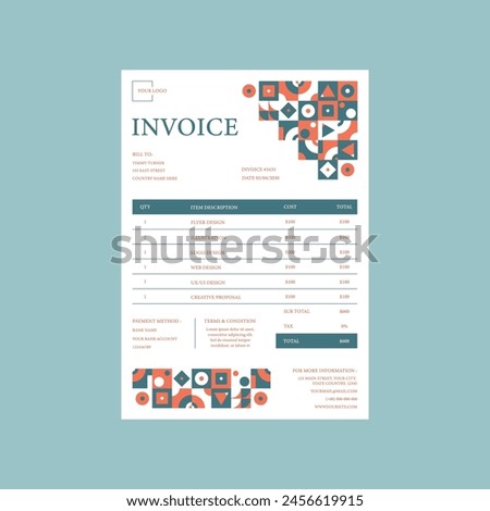 Minimal invoice template vector design