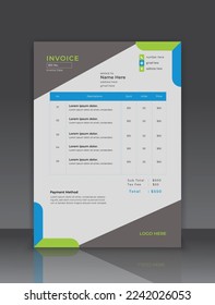 minimal invoice template vector design.Business invoice form template. money bills or price invoices and payment agreement design templates. Tax form.Print Ready.