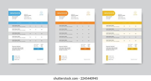 minimal invoice template vector design.Business invoice form template. money bills or price invoices and payment agreement design templates. Tax form.Print Ready.