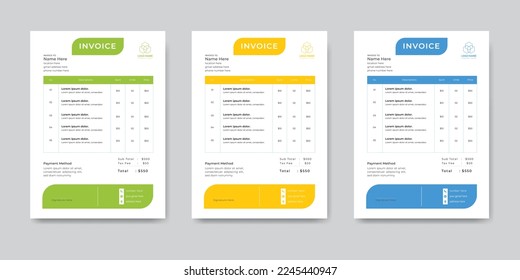 minimal invoice template vector design.Business invoice form template. money bills or price invoices and payment agreement design templates. Tax form.Print Ready.