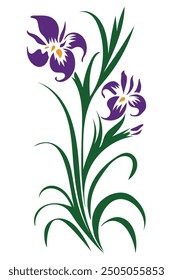 Minimal Iris Flower Vector Illustration