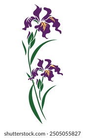 Minimal Iris. Vector Flower Illustration