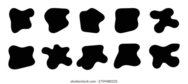Minimal irregular random ink spot elements for contemporary design. Simple geometric graphic pattern. Isolated on white backdrop.  eps10.