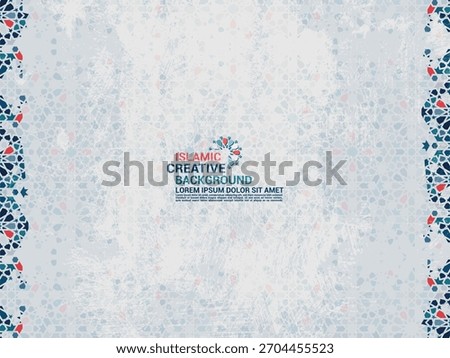 Minimal Islamic Abstract Background with Colorful Tile Borders - Modern Islamic Mosaic Frame Background for Graphic Design.