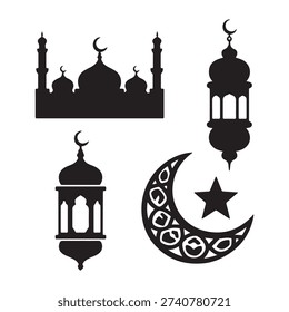 Minimal Islamic crescent emblem suitable for Ramadan Kareem greeting design