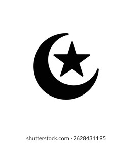 Mínimo islâmico lua crescente e ícone da estrela. Ótimo para símbolos islâmicos, Ramadã e projetos com tema Eid.