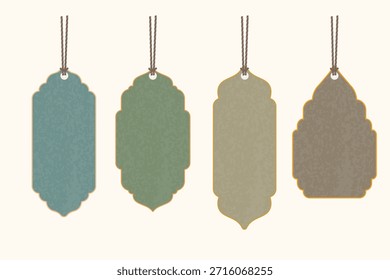 Conjunto de etiquetas colgantes islámicas mínimas.