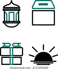 Minimal Islamic Ramadan Ikonenkollektion für UI-Design