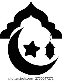 Mínimo islâmico Ramadã Mesquita Mihrab Vetor Silhueta Clipart no branco