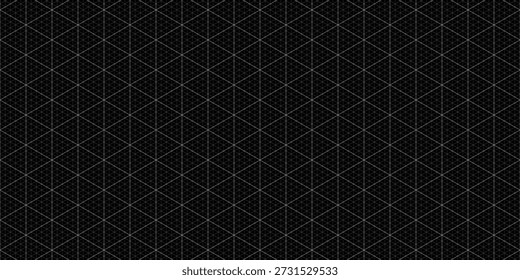 Cuadrícula isométrica mínima compuesta de líneas diagonales finas que forman una retícula triangular precisa sobre un fondo negro. La estructura limpia y equilibrada con un aspecto técnico, arquitectónico y orientado al sistema.