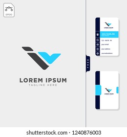 minimal iv initial logo template vector illustration free business card template design