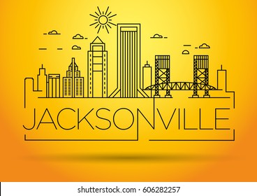 Minimal Jacksonville Linear City Skyline with Typographic Design