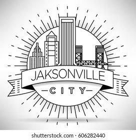 Minimal Jacksonville Linear City Skyline with Typographic Design