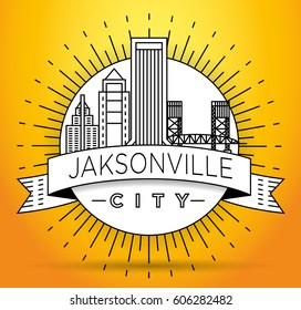 Minimal Jacksonville Linear City Skyline with Typographic Design