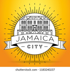 Minimal Jamaica City Linear Skyline with Typographic Design