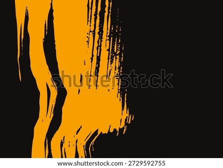 Minimal Japanese style vector banner with flowing yellow ink brush stroke, inspired by sumi-e calligraphy, zen aesthetics and traditional Asian art.