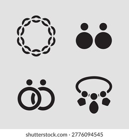Minimal jewelry essentials icons solid style ideal for modern accessory branding ecommerce and creative design applications