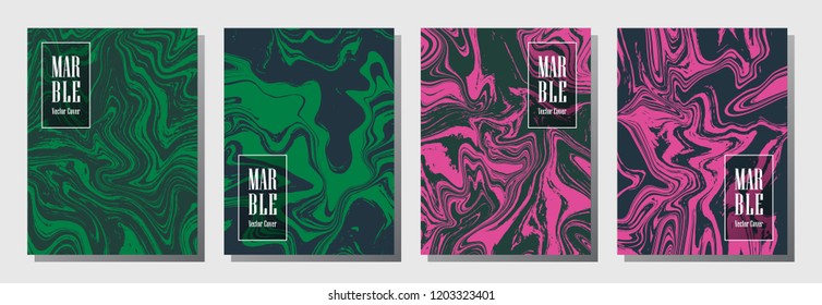 Minimal journal layouts set. Graphic design for binder template, corporate flyers. Annual report cover marble layouts set. Flyer, card, report, journal, binder vectors, title place.