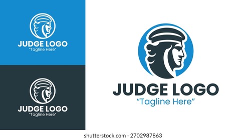 Identidade mínima do juiz usando o símbolo de escala balanceada para marca de serviço legal.