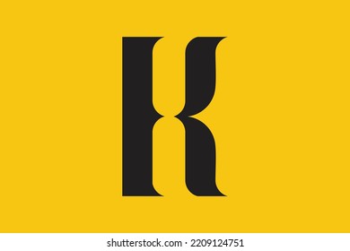 Minimal K logo. Icon of a K letter on a luxury background. Logo idea based on the EK monogram initials. Professional variety letter symbol and KE logo on background.