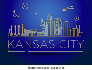 Minimal Kansas Linear City Skyline with Typographic Design