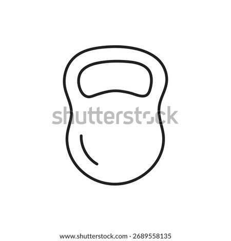 Minimal kettlebell icon in simple line art style representing fitness and gym traini	