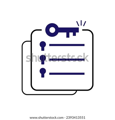 minimal key takeaway blue checklist. concept of highlight the main points in the report or text and basic moments in document or book. flat simple trend modern logo graphic design isolated on white