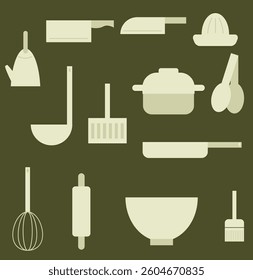 Minimal Kitchen Utensils Icons Set