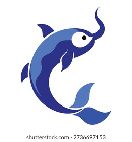 Minimal koi fish wave illustration expressing perseverance harmony luck and peaceful flowing water symbolism