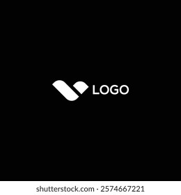 Minimal L or V monogram vector illustration Logo with black background.