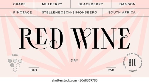 Minimal Label. Set of modern wine tag, label for brand, logo, sticker winery. Template design minimal label, tag or card with text modern font Red Wine. Typographic wine tag. Vector Illustration