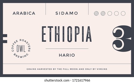 Minimal Label. Typographic modern vintage label, tag, sticker for coffee brand, coffee packing. Retro design minimal label, tag of coffee, classic old school style, typography. Vector Illustration