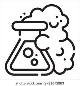 Icono mínimo del Vector del experimento del frasco de ebullición del laboratorio