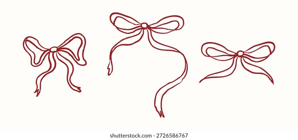 Arcos de renda mínimos definidos em estilo feminino elegante, perfeito para embrulho de presente, acessórios de moda, decoração de casamento e desenhos decorativos com apelo chique e romântico.