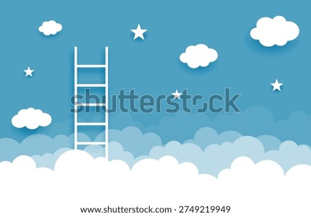 minimal ladder above the sky and clouds design growth concept background 