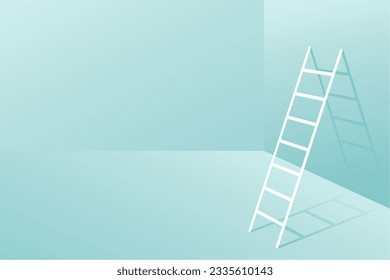 minimal ladder leaning towards the wall growth concept background 