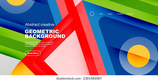 Minimal landing page, geometric shapes. Business or technology design for wallpaper, banner, background, landing page, wall art, invitation, prints