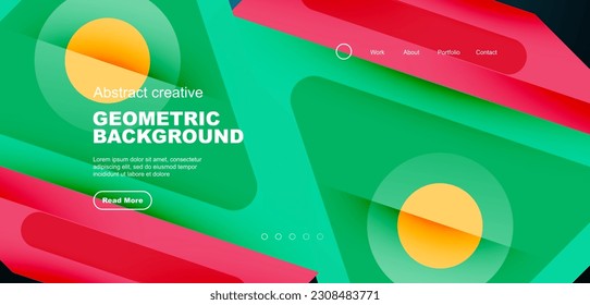 Minimal landing page, geometric shapes. Business or technology design for wallpaper, banner, background, landing page, wall art, invitation, prints
