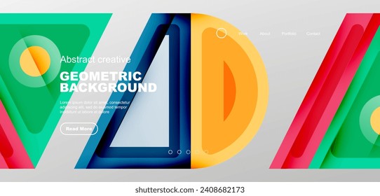 Minimal landing page, geometric shapes. Business or technology design for wallpaper, banner, background, landing page, wall art, invitation, prints