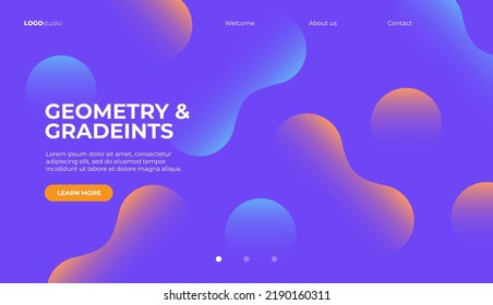 Minimal landing page. Simple gradient shapes composition. Vector illustration.