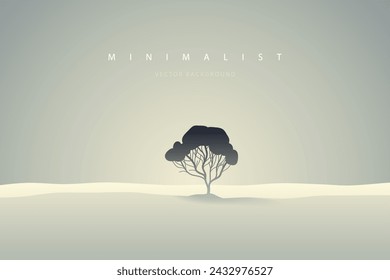 Arte de paisaje mínimo. Fondo del vector de la naturaleza. Papel pintado de arte abstracto para estampados, decoración de arte, artes de pared y lienzos. Panorama del horizonte tranquilo, fondo moderno del paisaje de la montaña