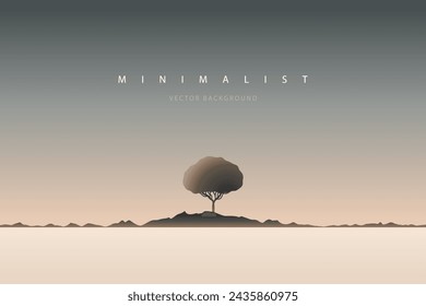 Minimal landscape art. Nature vector background. Abstract art wallpaper for prints, art decoration, wall arts and canvas prints. Peaceful horizon panorama, modern mountain scenery background