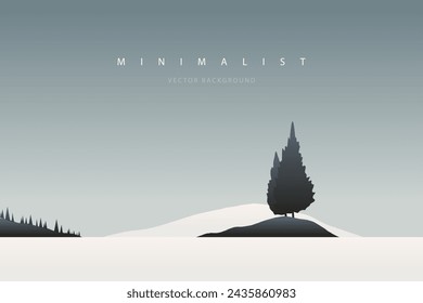 Minimal landscape art. Nature vector background. Abstract art wallpaper for prints, art decoration, wall arts and canvas prints. Peaceful horizon panorama, modern mountain scenery background