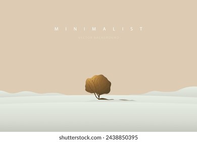 Minimal landscape art. Nature vector background. Abstract art wallpaper for prints, art decoration, wall arts and canvas prints. Peaceful horizon panorama, modern mountain scenery background