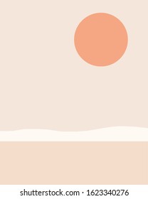 minimal landscape earthy tones beach scenery,nordic scandinavian design,vector