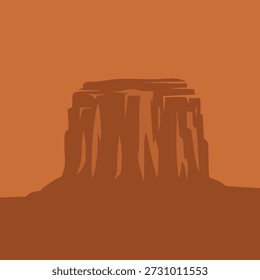 Ilustración de paisaje mínimo de una mesa de desierto rematada plana en tonos marrones cálidos